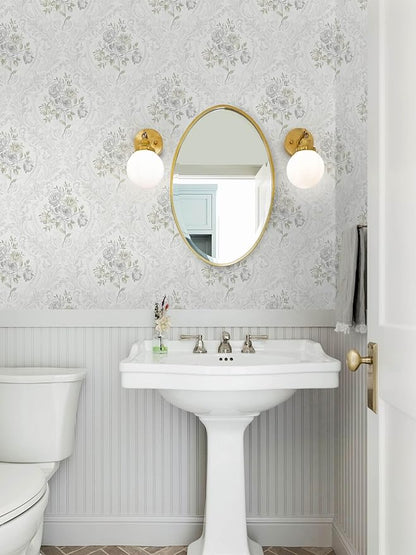 Ismoon Vintage Peel and Stick Wallpaper Floral Contact Paper Boho White and - Image 3