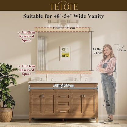 TETOTE 48 x 36 Inch Brushed Nickel Mirror - Image 8