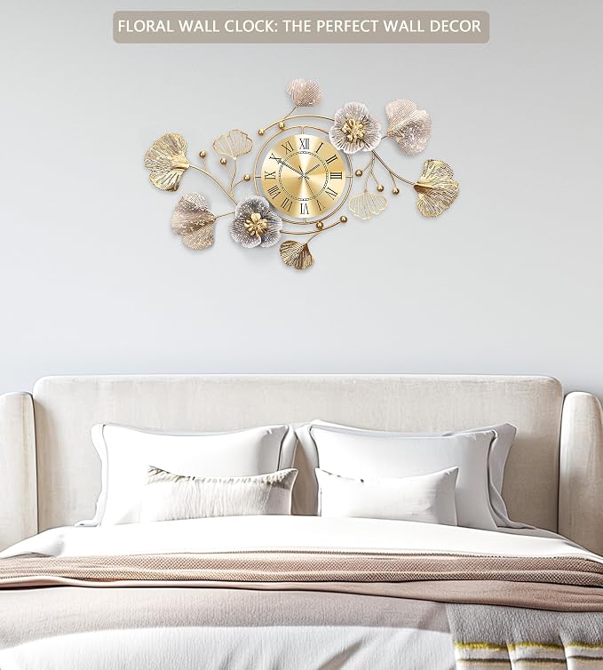 Clocks for Living Room, Large Wall Clock, 3D Silent Wall Clock, Retro Metal - Image 3