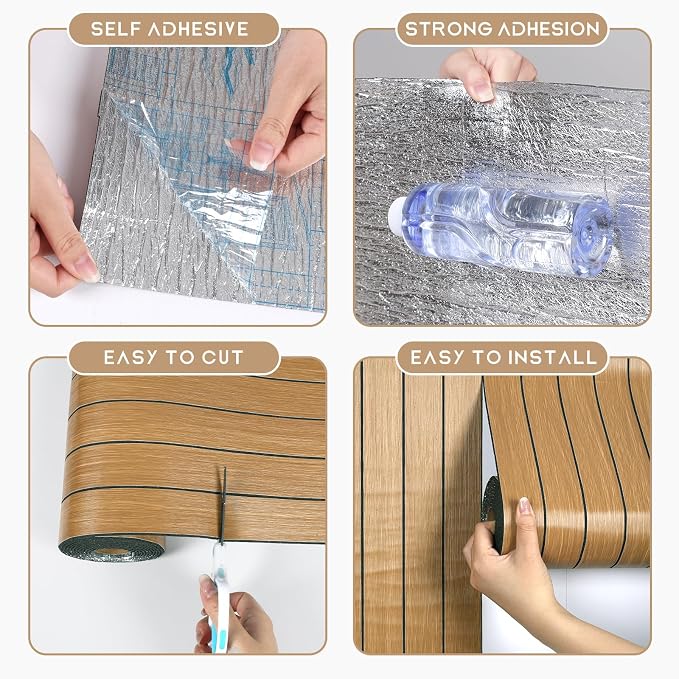 VEELIKE Honey Teak Wood Slat Wall Panels Peel and Stick 3D Wooden Panels Wall - Image 8