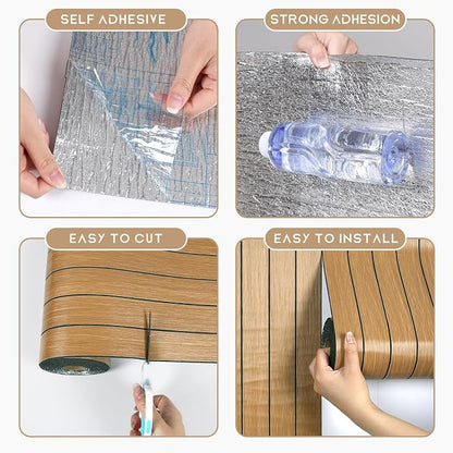VEELIKE Honey Teak Wood Slat Wall Panels Peel and Stick 3D Wooden Panels Wall - Image 8