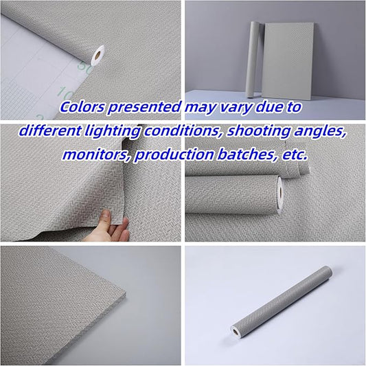 Haimin Fabric Wallpaper Textured Contact Paper Gray Grasscloth Wallpaper Peel - Image 2