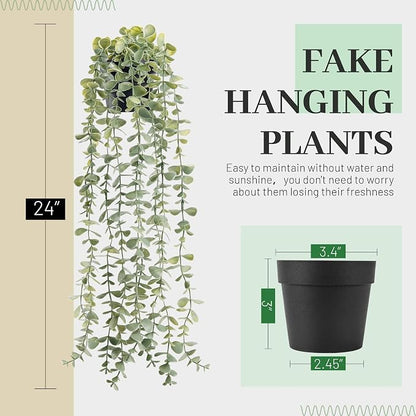Der Rose 1Pcs Fake Plants Hanging Artificial Potted Faux Eucalyptus Plants - Image 3
