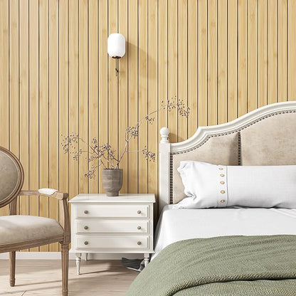 VEELIKE Natural Bamboo Slat Wall Panels Peel and Stick 3D Textured Wood Grain - Image 2