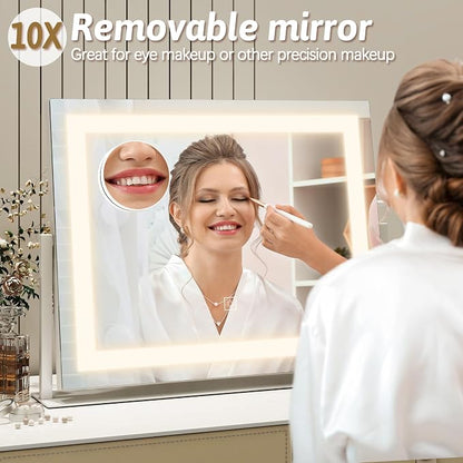 ROLOVE Vanity Mirror with Lights 22"x18", Lighted Makeup Mirror with 10X - Image 6