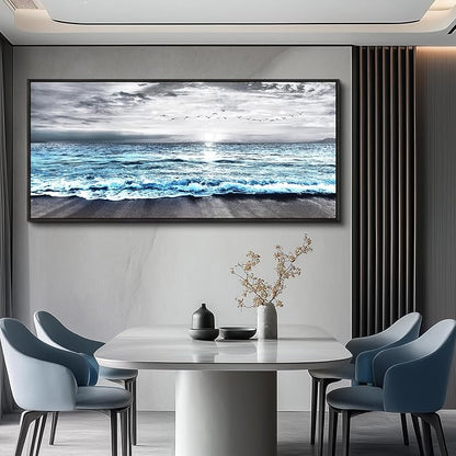 Wapluam Framed Wall Art for Bedroom Decor, Beach Canvas Wall Art Large Ocean - Image 8