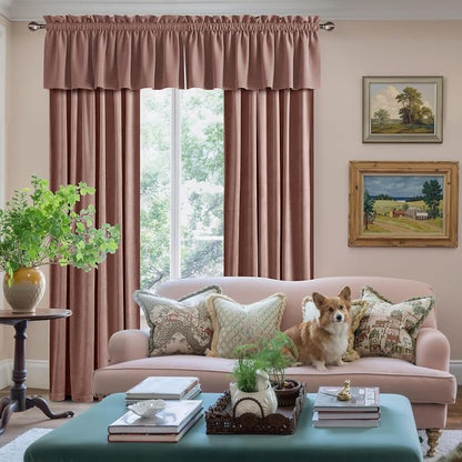 NICETOWN Velvet Cafe Windows Valance, Dusty Rose Pink Window Treatment - Image 4