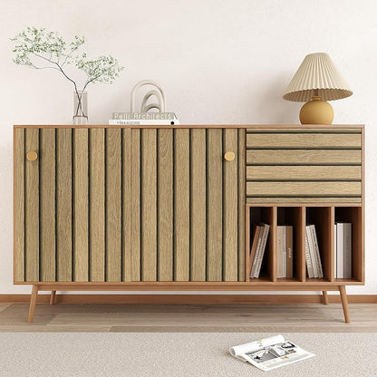 VEELIKE Slat Wood Contact Paper Wood Wallpaper Peel and Stick - Image 6