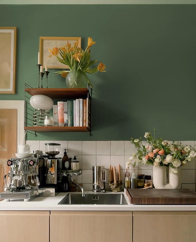 Dimoon 394''x17.7'' Green Peel and Stick Wallpaper Contact Paper Modern Self - Image 5