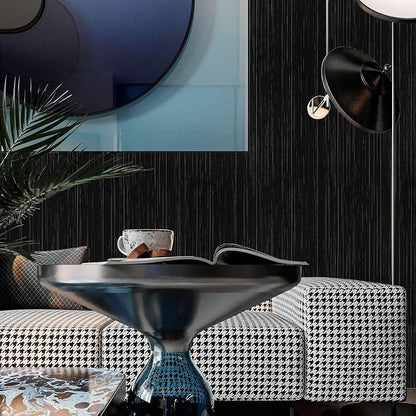 Black Grasscloth Peel and Stick Wallpaper - Image 7