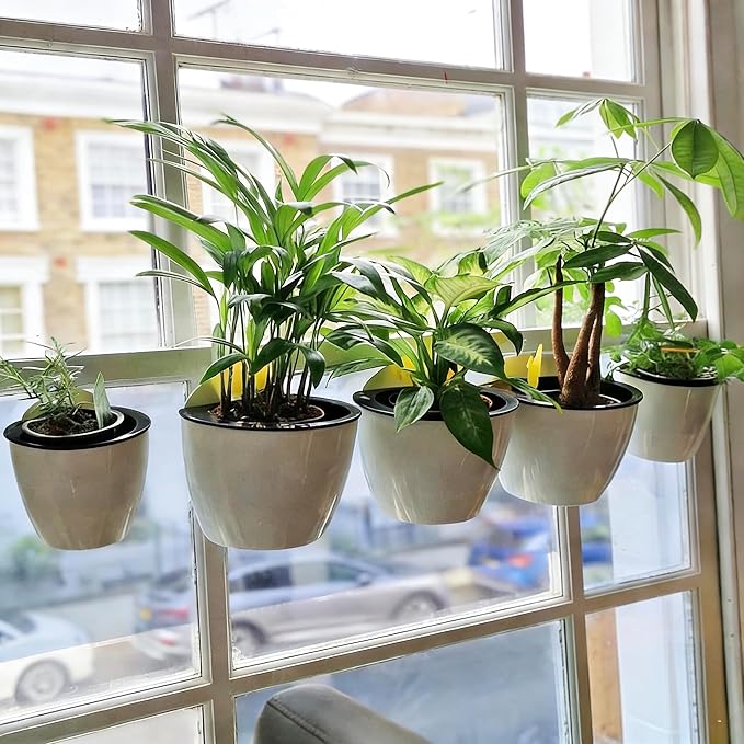 3 Pack Self Watering Wall Hanging Planter Pots Vertical Garden Window Hang - Image 2