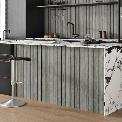 Grey Wood Wall Slat Panels Peel and Stick 3D Fluted Wood Panels - Image 4