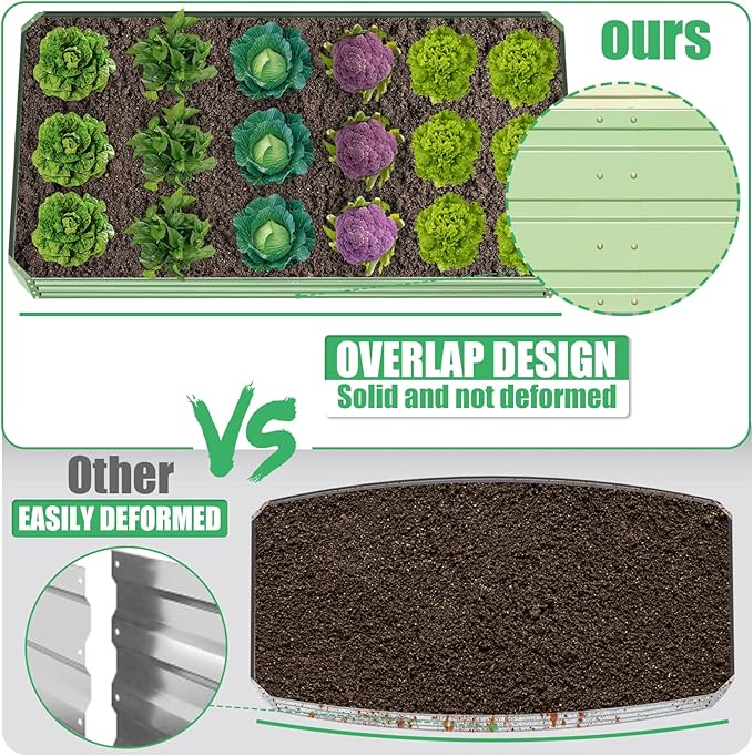 SnugNiture Galvanized Raised Garden Bed 8x4x2FT Outdoor Large Metal Planter Box Steel Kit for Planting Vegetables, Flowers