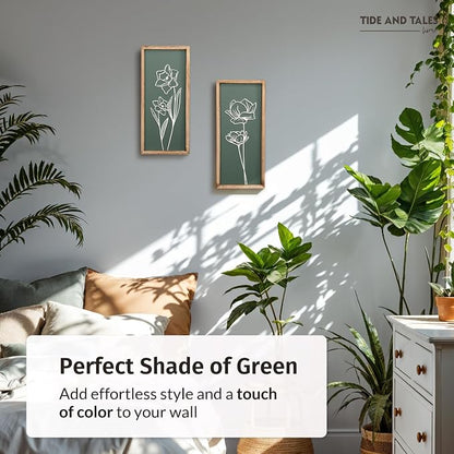 3D Floral Green Wall Art Lightweight, Wooden Ready-to-Hang Boho Framed Wall Art - Image 3
