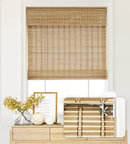 LazBlinds No Tools No Drill Cordless Bamboo Roman Shades, Custom Light by LazBlinds