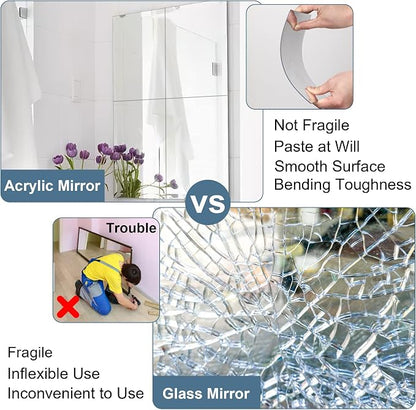 JUNEBRUSHS 4 Pack Self Adhesive Acrylic Mirror, 6X 9 Inch Mirror Tiles - Image 4