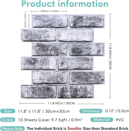 Commomy 3D Faux Brick Wall Panels Peel and Stick - Image 4