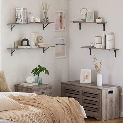 DINZI LVJ Long Wall Shelves, 31.5 Inch Wall Mounted Shelves Set of 2, - Image 7