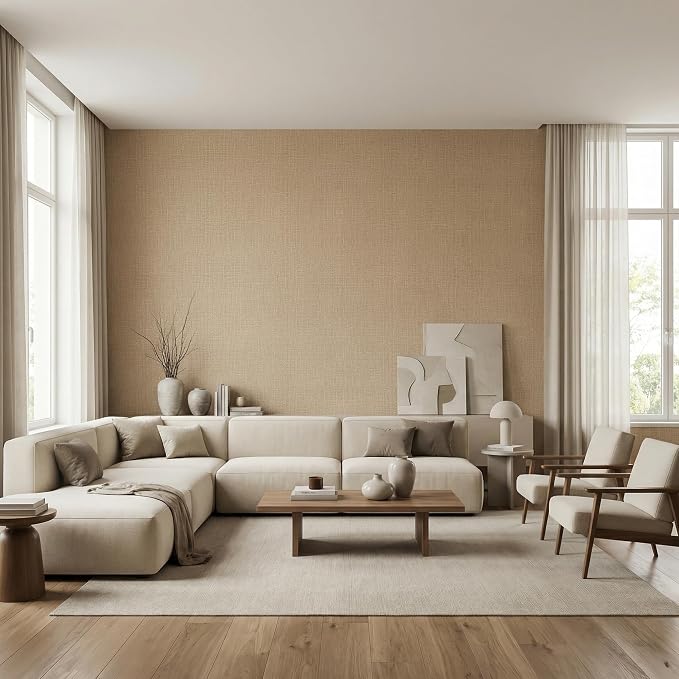 WADILE Grasscloth Peel and Stick Wallpaper 15.7in x 78.7in, Textured Contact - Image 3