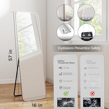 SCWF-GZ 57x16 Door Hanging Full Length Mirror, Floor Stand Wall Mounted Metal - Image 3