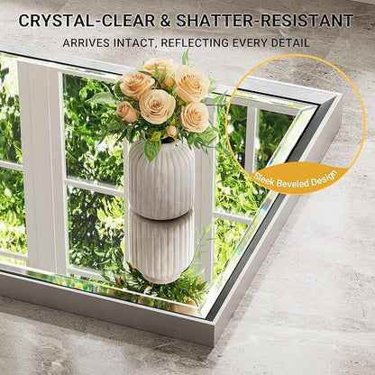 48 x 36 Silver Bathroom Mirror, Large Beveled Silver Bathroom Vanity Mirror - Image 3
