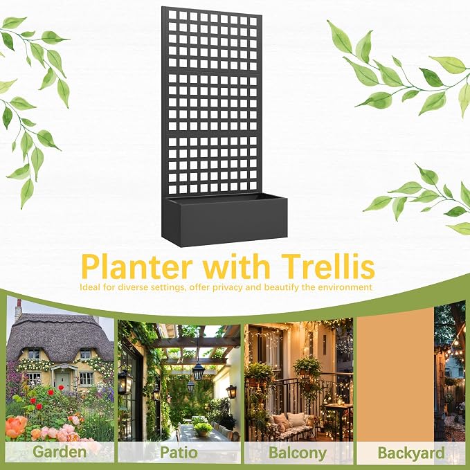 Metal Planter Box with Trellis, Planter Box Trellis with Privacy Screen and - Image 6