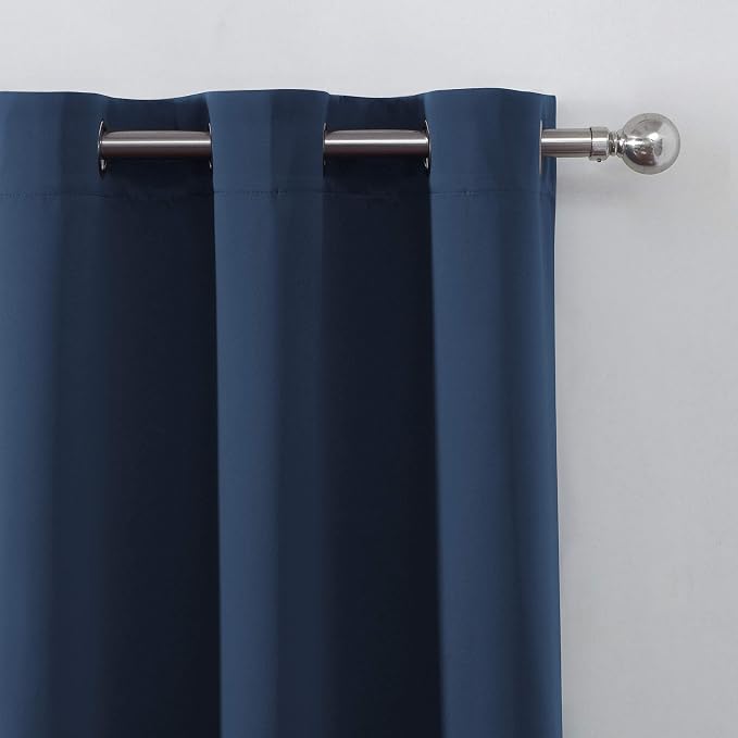 LEMOMO Navy Blue Blackout Curtains 42 x 54 Inch Length Set of 2 Panels Grommet - Image 7