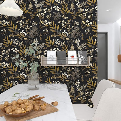Laatse Gothic Wallpaper Peel and Stick Dark Floral Wallpaper 17.5in x 78.7in - Image 6