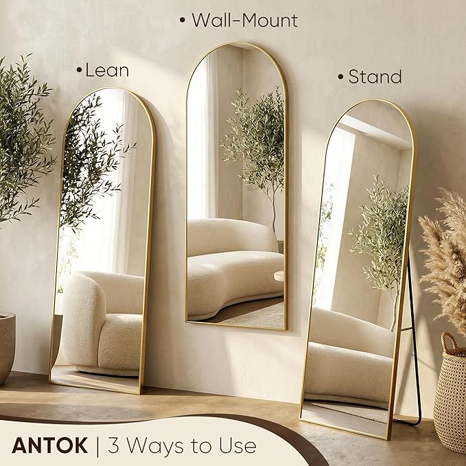 Antok Full Length Mirror, Arched Floor Standing Freestanding Arch Full Body - Image 5