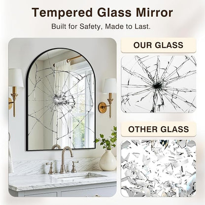 Vanity Bathroom Mirror for Wall, 2 Pack 30"x20" Arched Bathroom Mirror for Over - Image 5