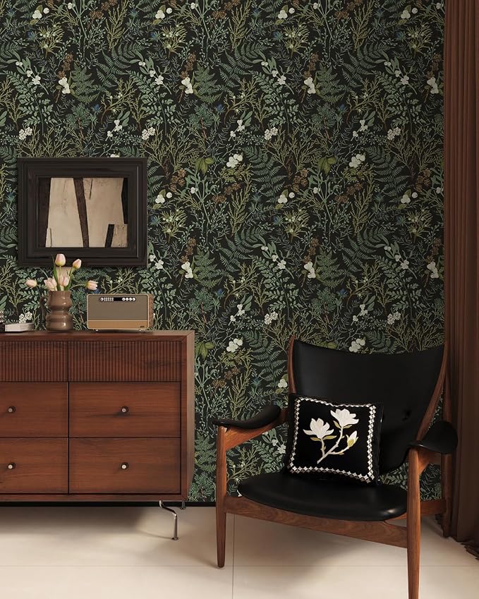 Dark Green Fern Botanical Shelf Liner Contact Paper Self Adhesive Vinyl - Image 4