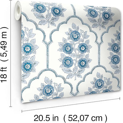 NuWallpaper x Society Social Floral Bazaar Delft Blue Peel and Stick Wallpaper - Image 7