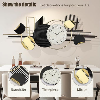 ERMOFAV Metal Wall Art, Abstract Modern Creative Geometric Round Art Decor 56" - Image 2