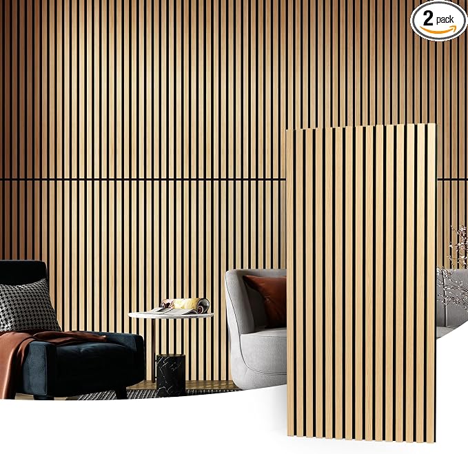 Art3d 2 Wood Slat Acoustic Panels by Art3d