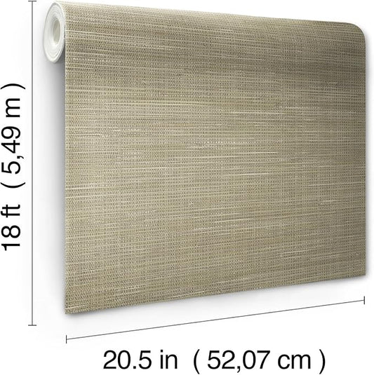 NuWallpaper Neutral Grasscloth Peel and Stick Wallpaper, Textured Removable - Image 2