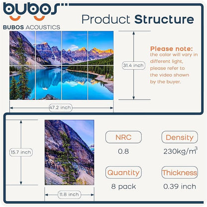 BUBOS 8 Pack Art Acoustic Panels, 47.2" x 31.4" Sound Absorbing Wall Decor - Image 2