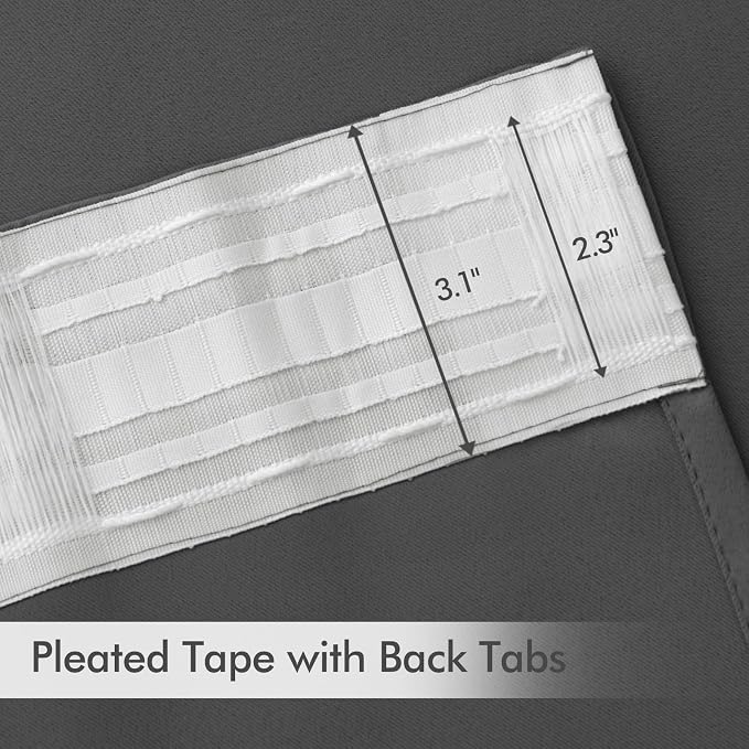 MIULEE Back Tab Grey Blackout Curtains 102 Inch Long 2 Panels Set - Image 4