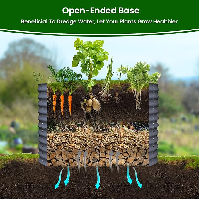 Olle 32" Tall, Metal Raised Garden Bed,Garden Beds Outdoor for Vegetables, Backyard Garden Kit, Raised Planter Box, Midnight Grey