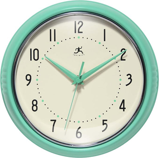 Infinity Instruments LTD. Retro 9 inch Silent Sweep Non-Ticking Mid Century by InfinityInstruments