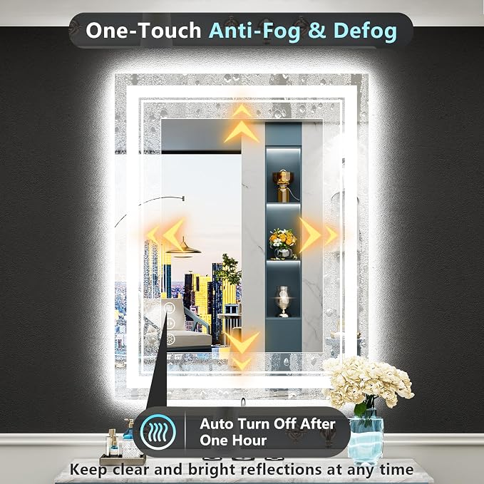 24x32 LED Bathroom Mirror with Lights, Backlit and Front Lit Anti-Fog Lighted - Image 5