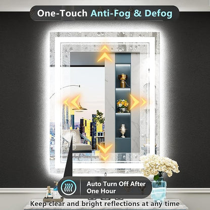 24x30 LED Bathroom Mirror with Lights, Backlit and Front Lit Anti-Fog Lighted - Image 5