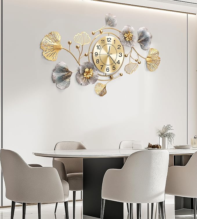 Clocks for Living Room, Large Wall Clock, 3D Silent Wall Clock, Retro Metal - Image 5