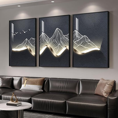 Large Framed Modern Abstract Mountain Wall Art by Cuspin