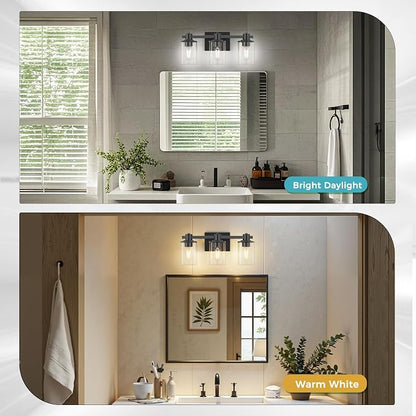 DORESshop 20 Inch Upgraded Bathroom Light Fixtures, 3-Light Black Bathroom - Image 5