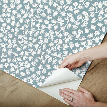 NuWallpaper x Society Social Sea Fern Slate Blue Peel and Stick Wallpaper - Image 7