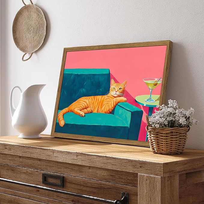 Funny Cat Wall Art Orange Cat - Image 5