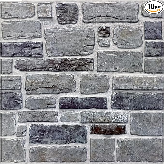 COMSTICKC 3D Faux Stone Wall Panel Peel and Stick Wall Tiles, Ultra-Light Thin by COMSTICKCDECOR