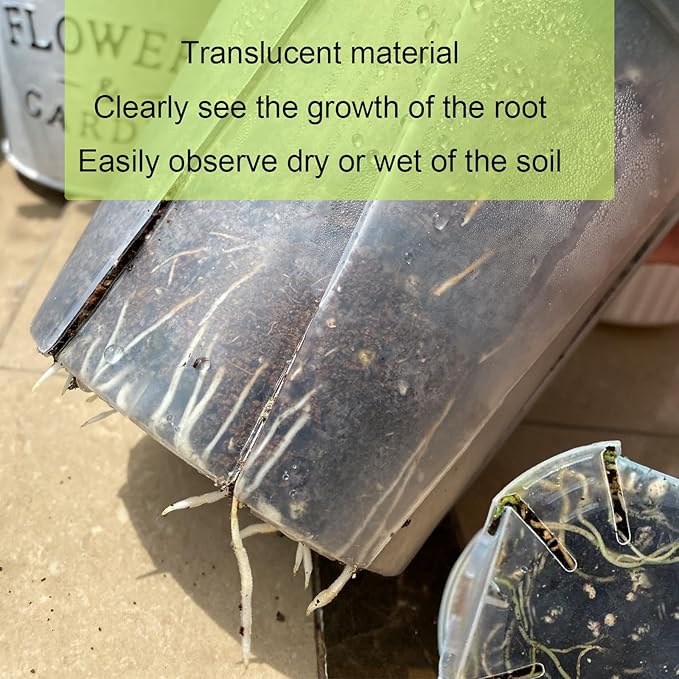 Large Clear pots for Plants,10 Sets 5/6/7/8/9 inch Thick Plastic Nursery pots for Plants with Drainage Holes for Monstera Plant Live,Succulents etc - Indoor and Outdoor use