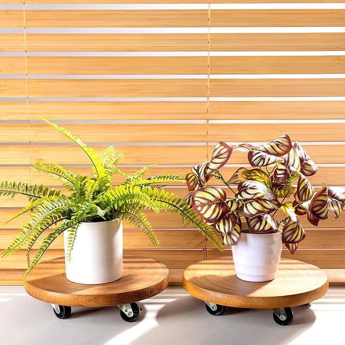 Yangbaga 2Pack 12inches Tree Plant Stand with Wheels,Rolling Plant Caddy with Wheels Heavy Duty- Plant Rollers with Lockable Casters for Outdoor /Indoor/Plant Pot/Flower Pot/Patio