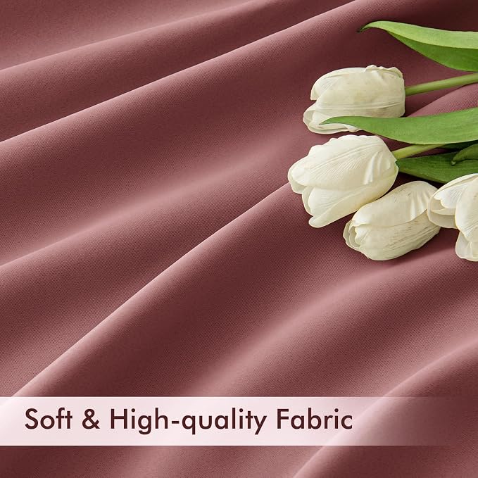 MIULEE Dusty Rose Back Tab Blackout Curtains 84 Inch Length 2 Panels Set - Image 6